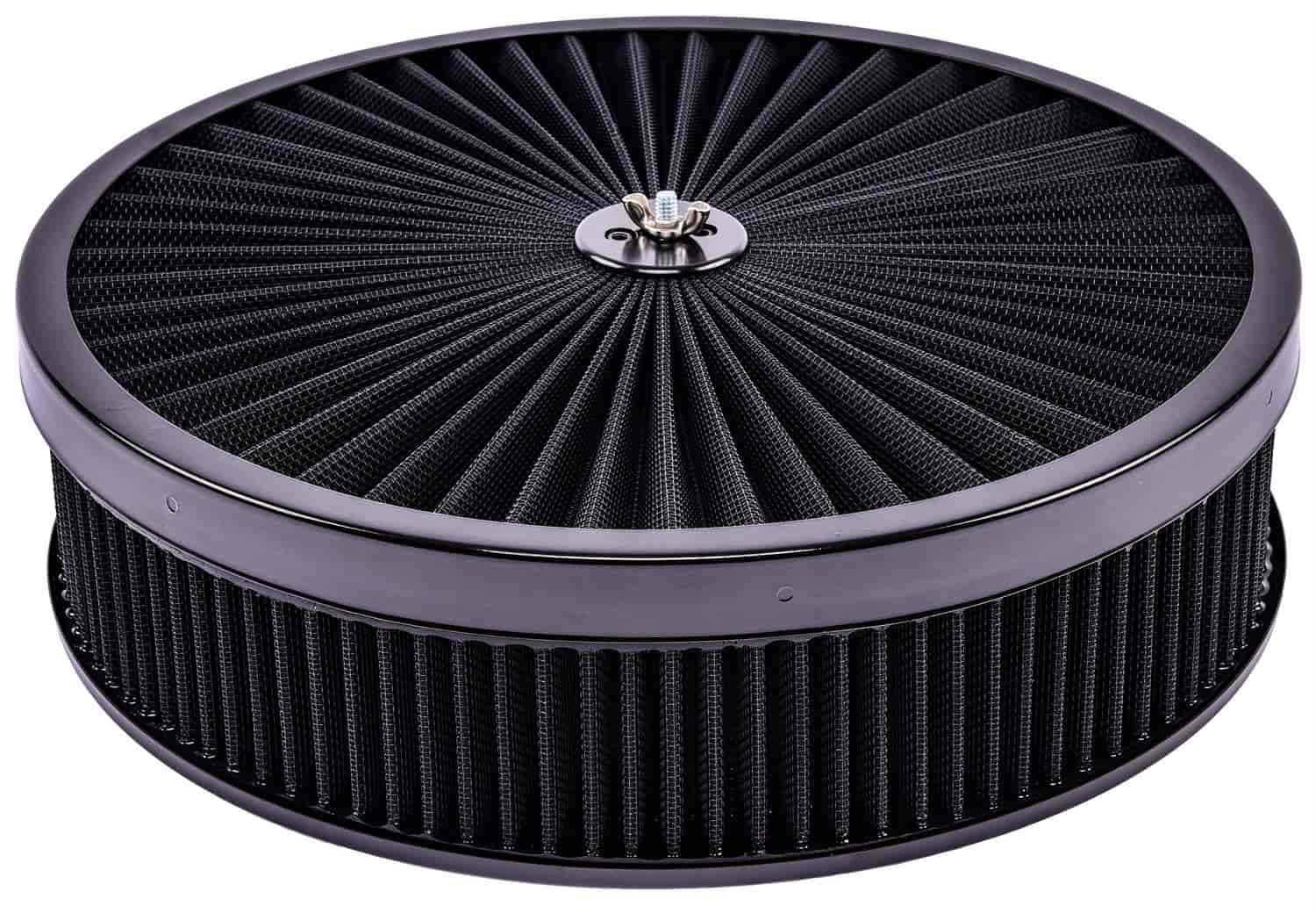 Round Flow-Thru Air Cleaner Assembly 14 in. x 3 in. [Black Trim with Black Filter]