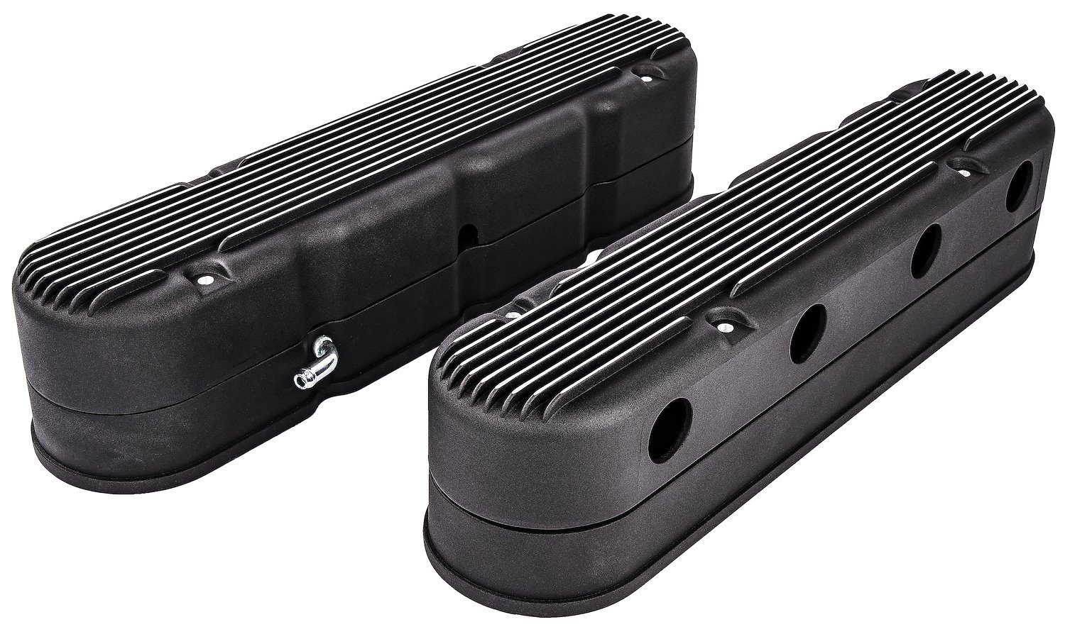 Black Finned Aluminum Valve Covers for GM LS Engines [2-piece Hidden Coil Design]