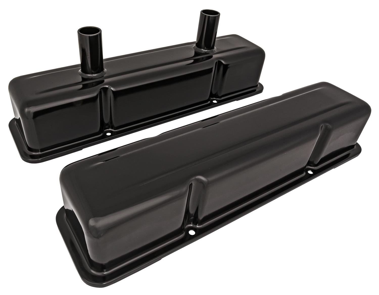 Circle Track Valve Covers for 1958-1986 Small Block Chevy 283, 305, 327, 350, 400, [Stamped Light Weight Aluminum, Black]