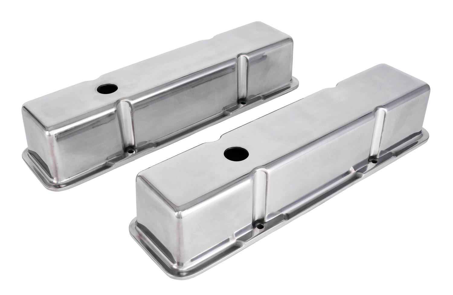 Polished Cast Aluminum Smooth Valve Covers for Small Block Chevy [Tall Design]