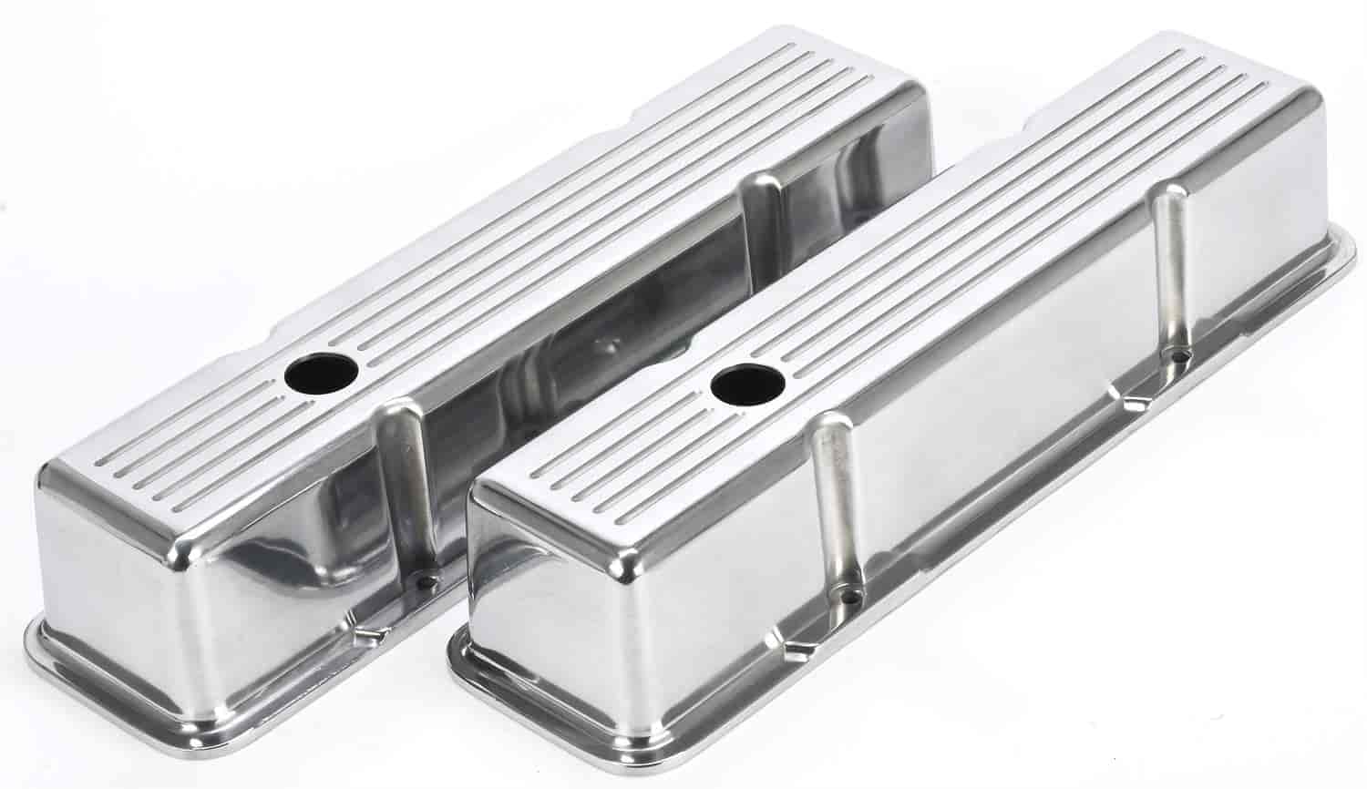 Polished Cast Aluminum Ball-Milled Valve Covers for Small Block Chevy