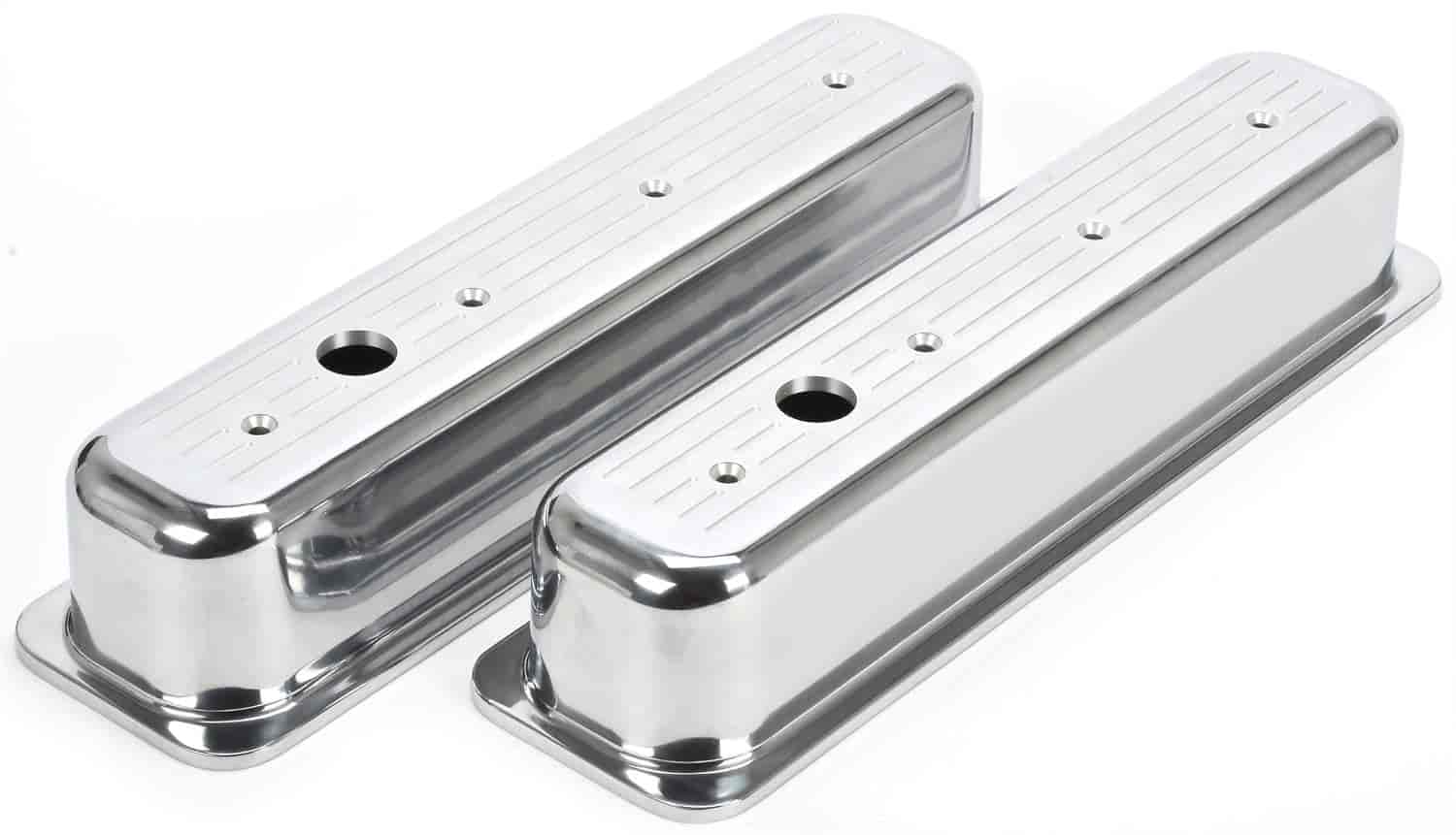 Polished Cast Aluminum Ball-Milled Valve Covers for 1987-1997 Small Block Chevy (Centerbolt Mount)