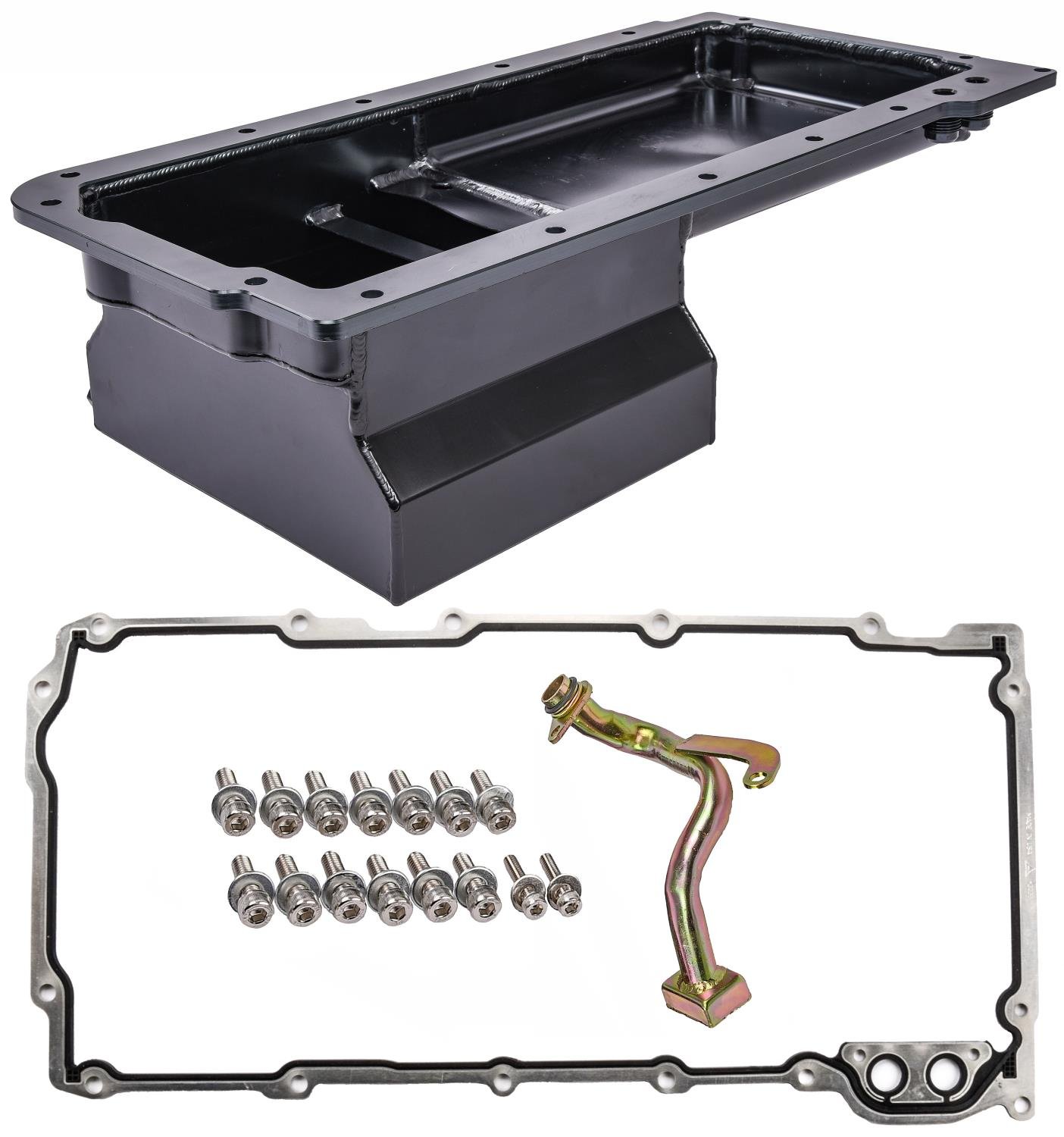 Street and Strip Engine Swap Oil Pan for GM LS Series Engines [Black Powder-Coated Finish]