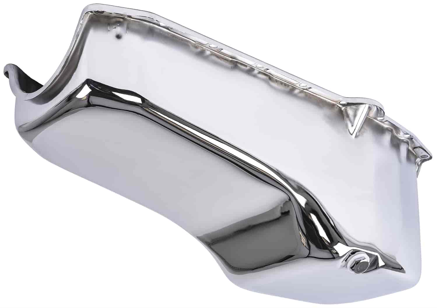 Stock-Style Replacement Oil Pan for 1955-1980 Small Block Chevy with Left/Driver Side Dip Stick [Chrome]