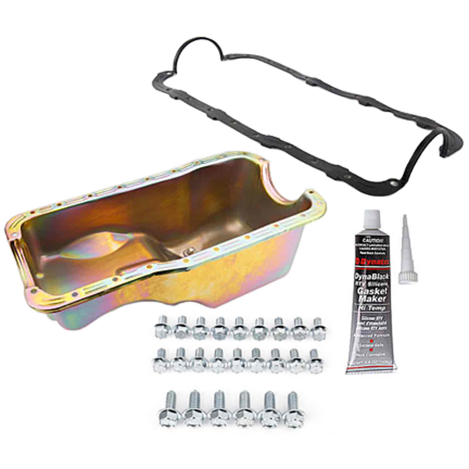 Stock-Style  Replacement Oil Pan Kit 1965-87 Small Block Ford 289-302 [Gold Zinc]