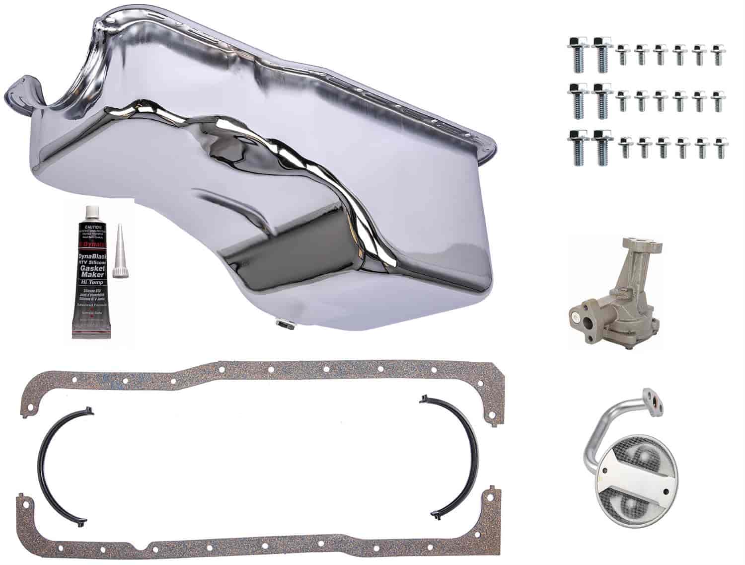 Stock-Style Replacement Oil Pan Kit for 1965-1987 Small Block Ford 260-302 [Chrome]
