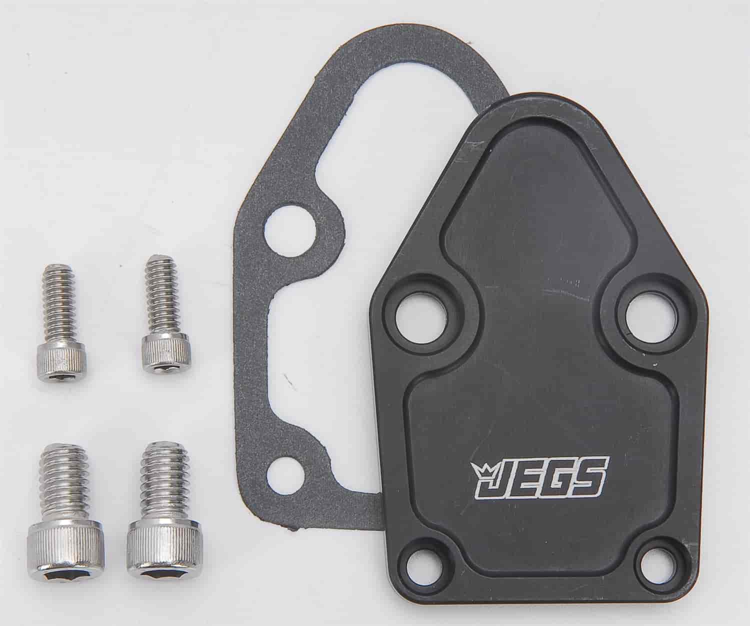 Fuel Pump Block-Off Plate Small Block Chevy Anodized Black