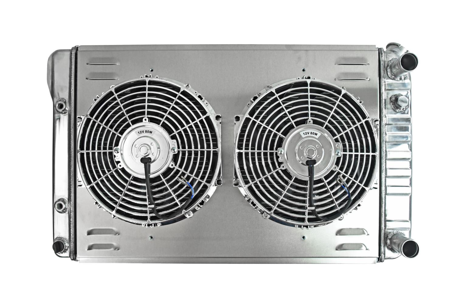 Aluminum Radiator & Fan Combo for Select 1973-1987 GM Model Cars w/GM LS Engine Conversion, Double Pass [Dual 12 in. Fans]