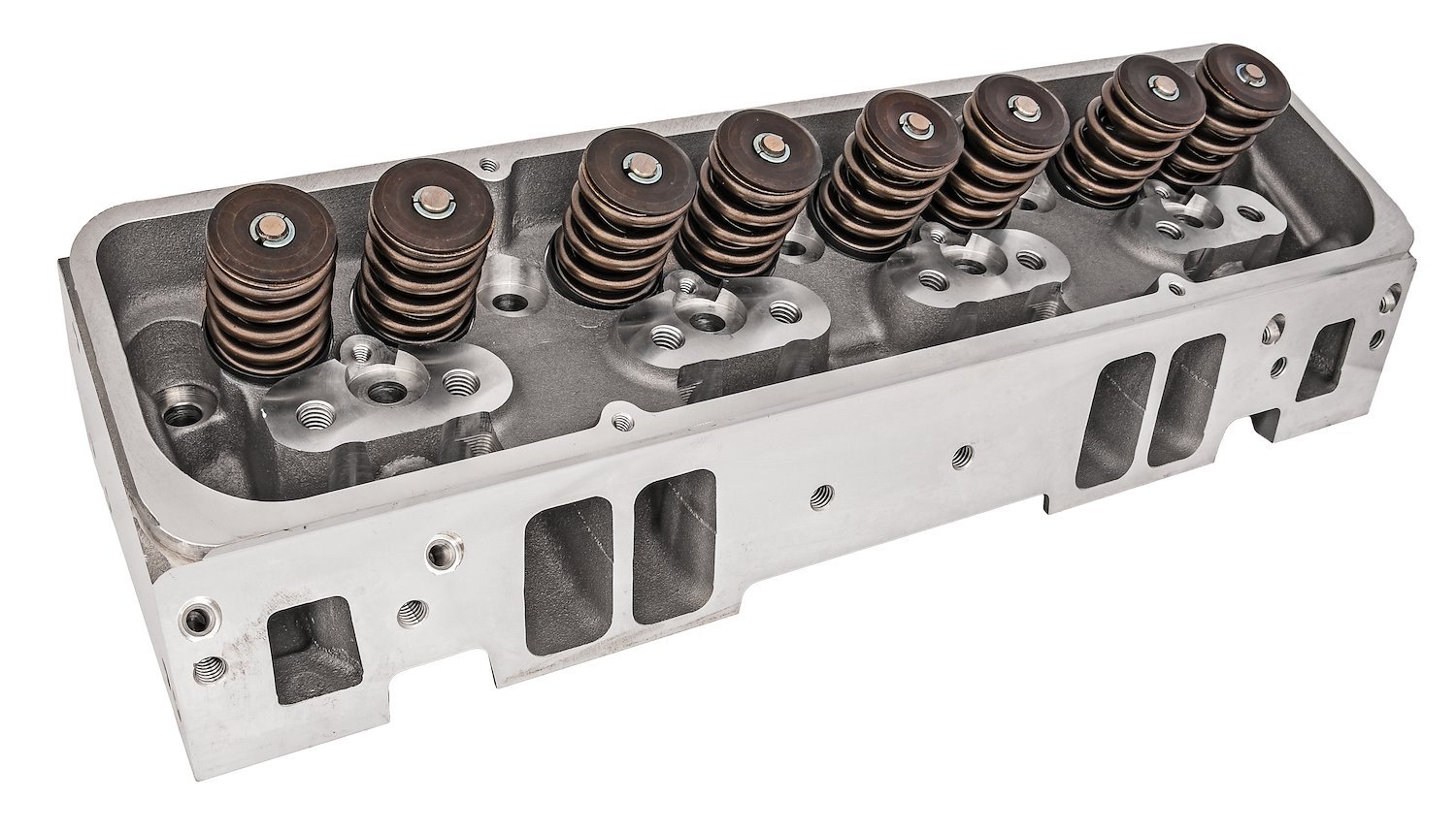 Small Block Chevy Aluminum Cylinder Head for use with Hydraulic Flat Tappet Cam [195 cc Intake Ports, Straight Spark Plug Style]