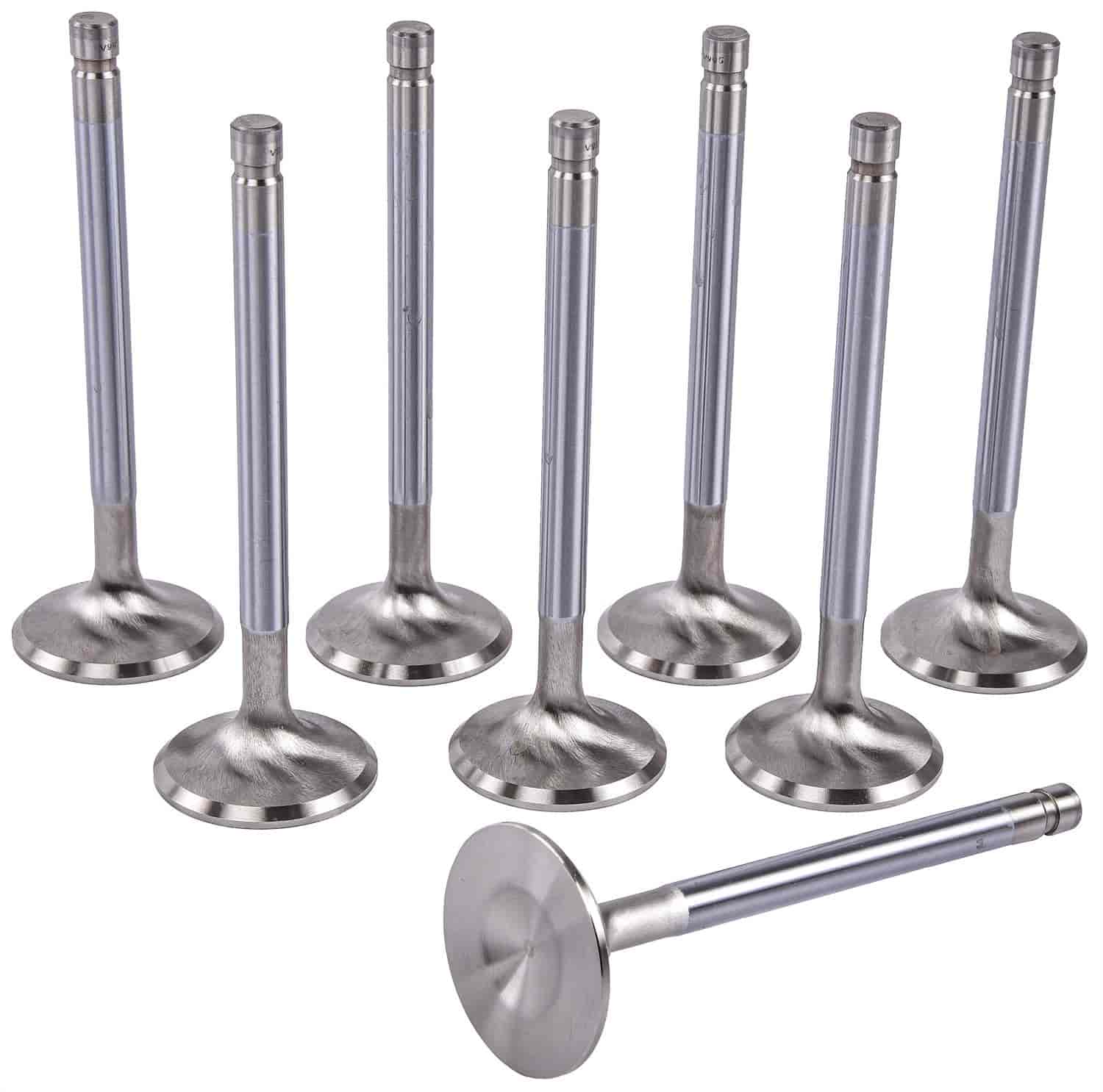 Performance Stainless Steel Exhaust Valves for Small Block Chevy, Set of 8 [1.600 in. Dia.]