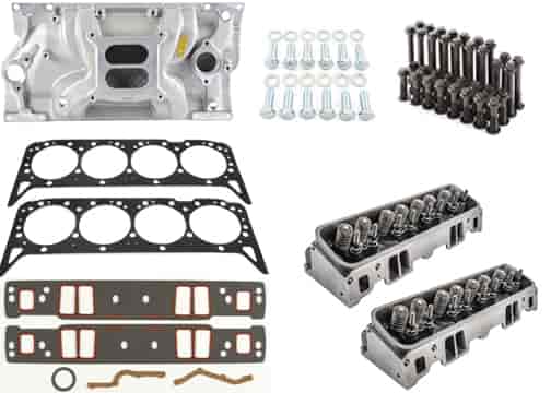 Vortec Cylinder Heads & High Rise Intake Manifold Kit for 1996-2002 Chevy 5.7L Small Block Engine [Satin Dual Plane]