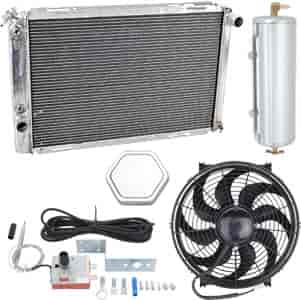 Ready Fit Aluminum Radiator System for 1971-1973 Mustang & Cougar (Crossflow) Small Block/Big Block, Automatic Transmission