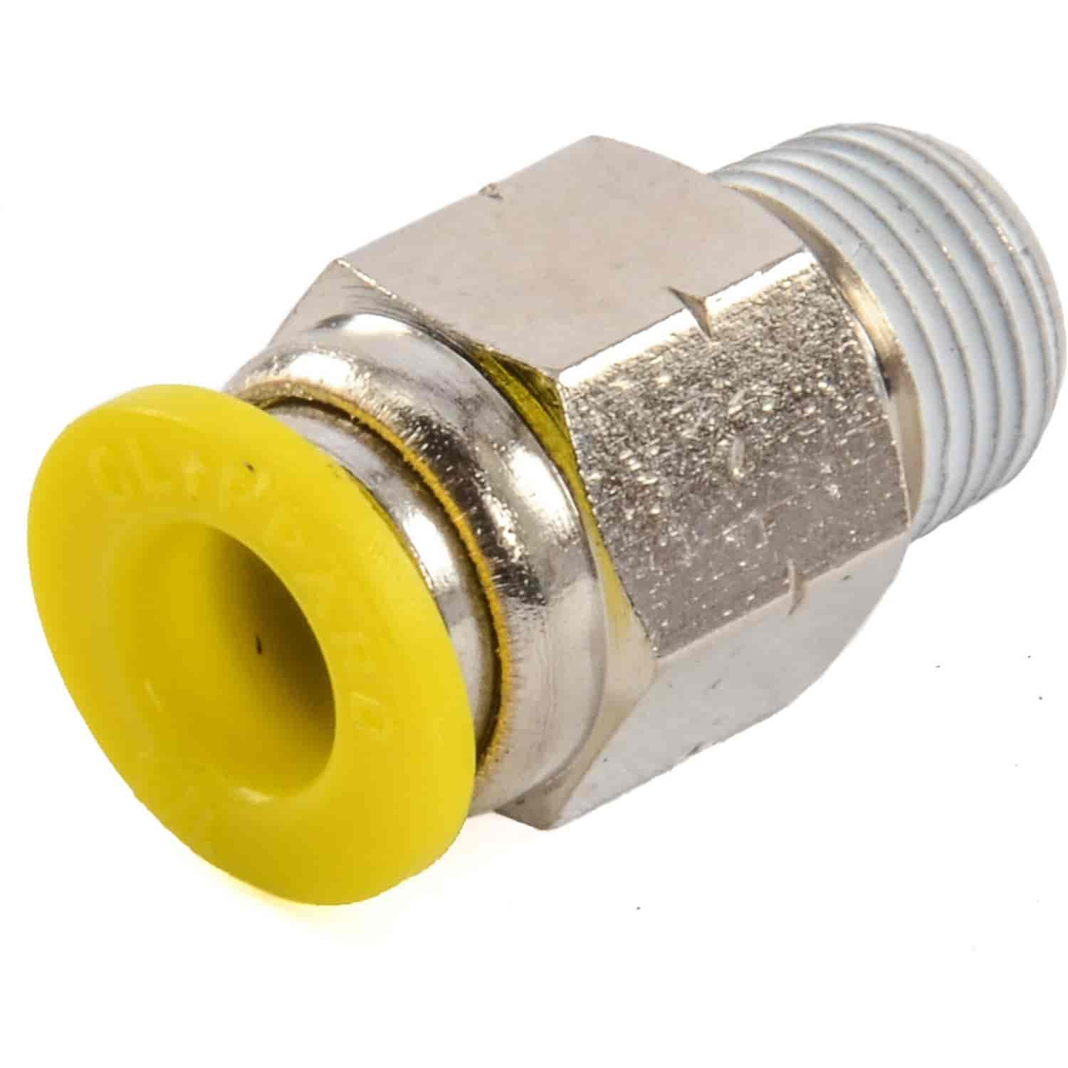 CO2 Quick Push Fitting Straight 1/8" NPT x 1/4" Tube Nickel-Plated Brass Stud