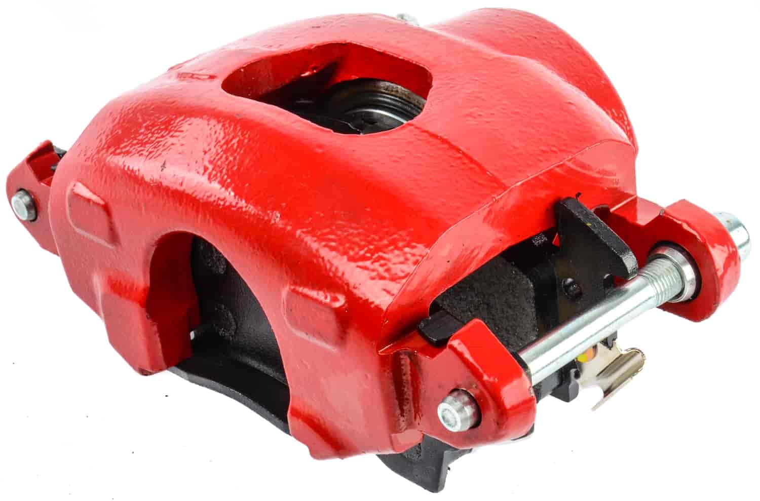 Large GM Front Disc Brake Caliper with D52 Pads, Left/Driver Side, Red Powder Coat [NEW]