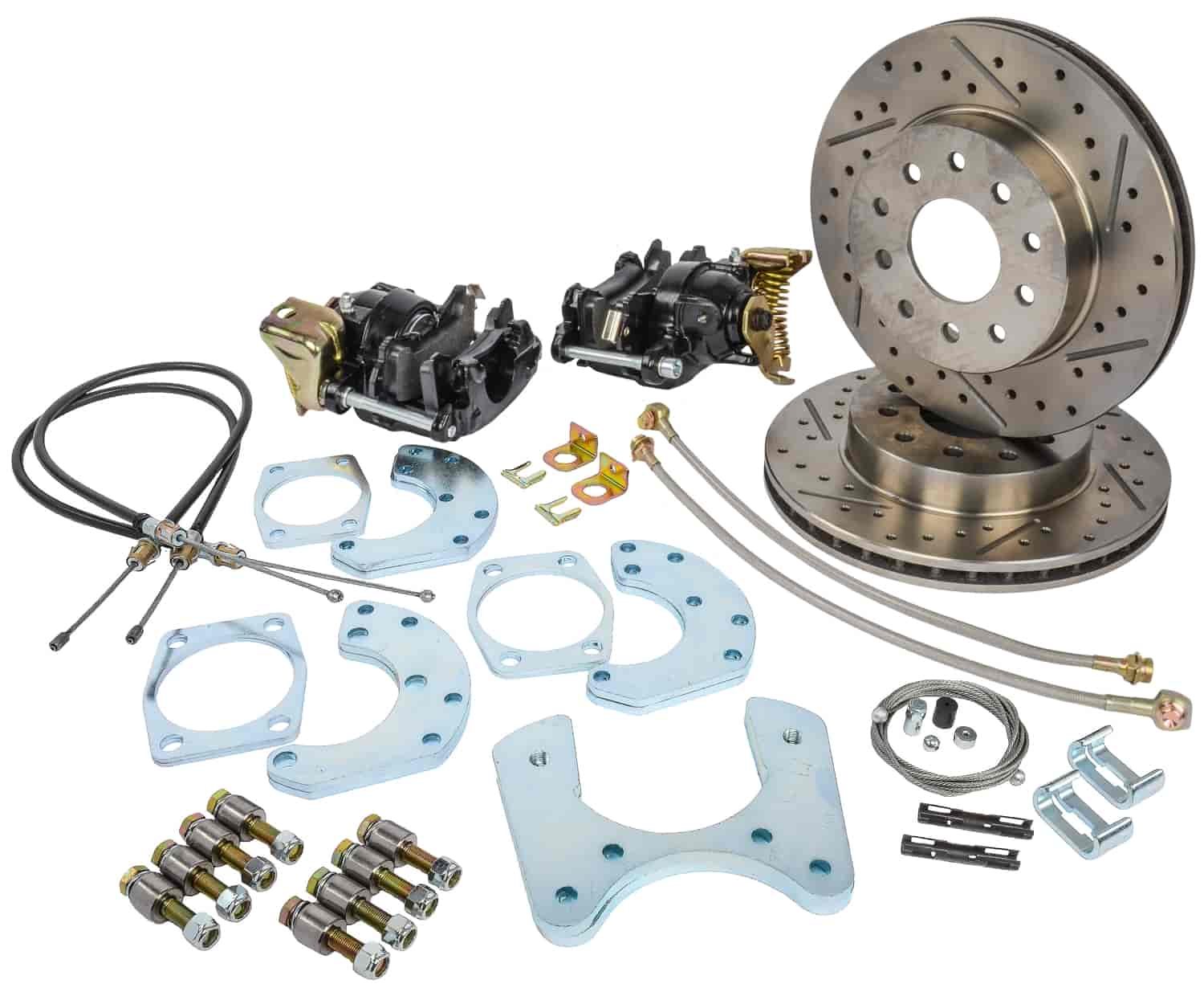Ford 9 in. Rear Disc Brake Conversion Kit for Select 1968-1977 Ford Cars [Premium Kit w/E-Brake & Raw Calipers]