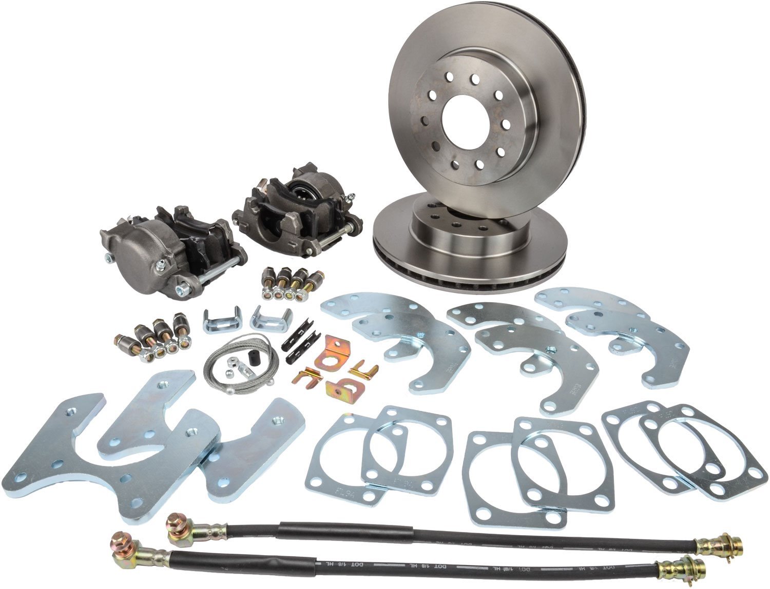 Ford 9 in. Rear Disc Brake Conversion Kit for Select 1968-1977 Ford Cars [Standard Kit Non E-Brake & Raw Calipers]