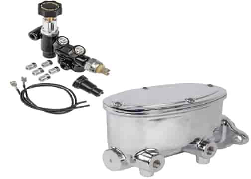Chrome Aluminum Master Cylinder with Proportioning Valve & Distribution Block [Universal Mounting]