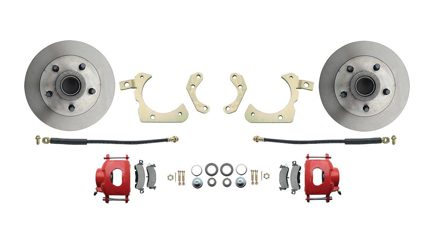 Front Disc Brake Conversion Kit for Select 1955-1958 GM Full Size Models [Standard Kit w/Red Calipers]
