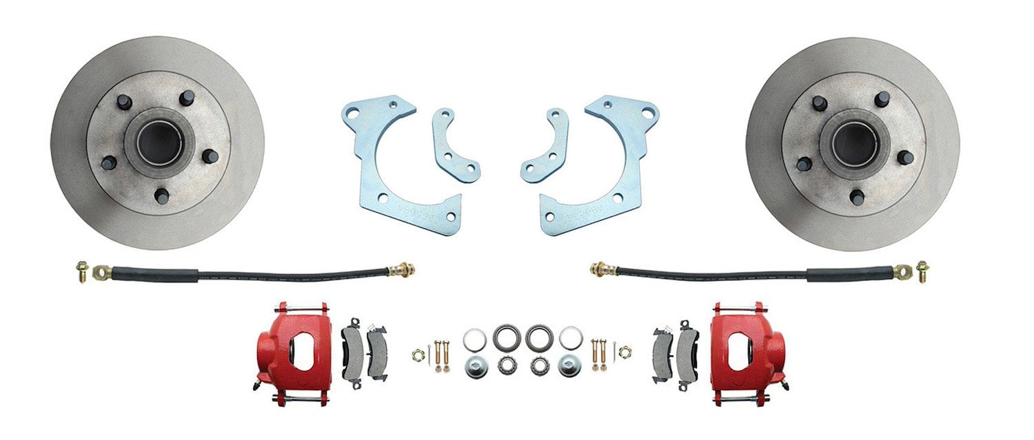 Front Disc Brake Conversion Kit for 1959-1964 Chevrolet Bel Air, Biscayne, Impala [Standard Kit w/Red Calipers]