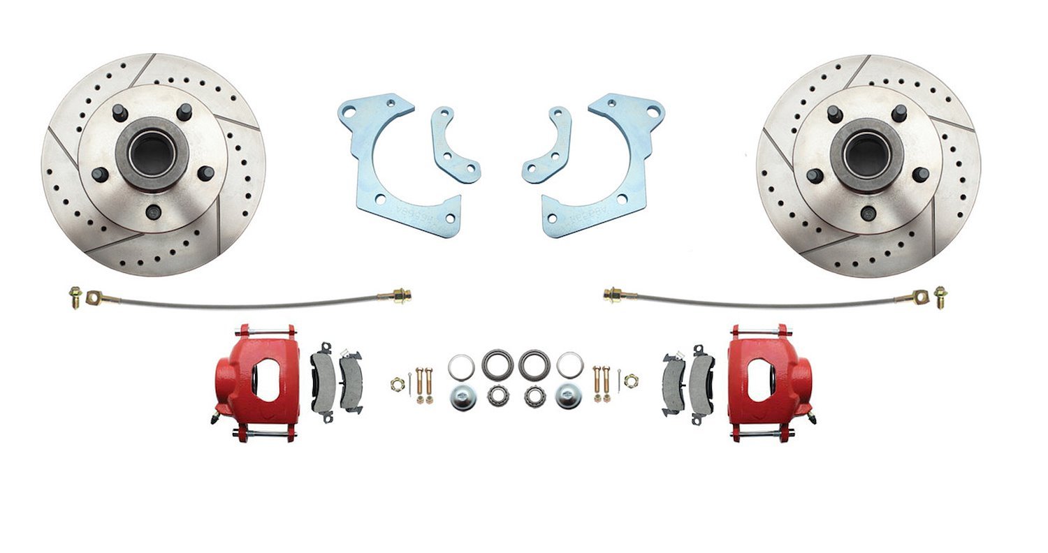Front Disc Brake Conversion Kit for 1965-1968 Chevrolet Bel Air, Biscayne, Impala [Premium Kit w/Red Calipers]