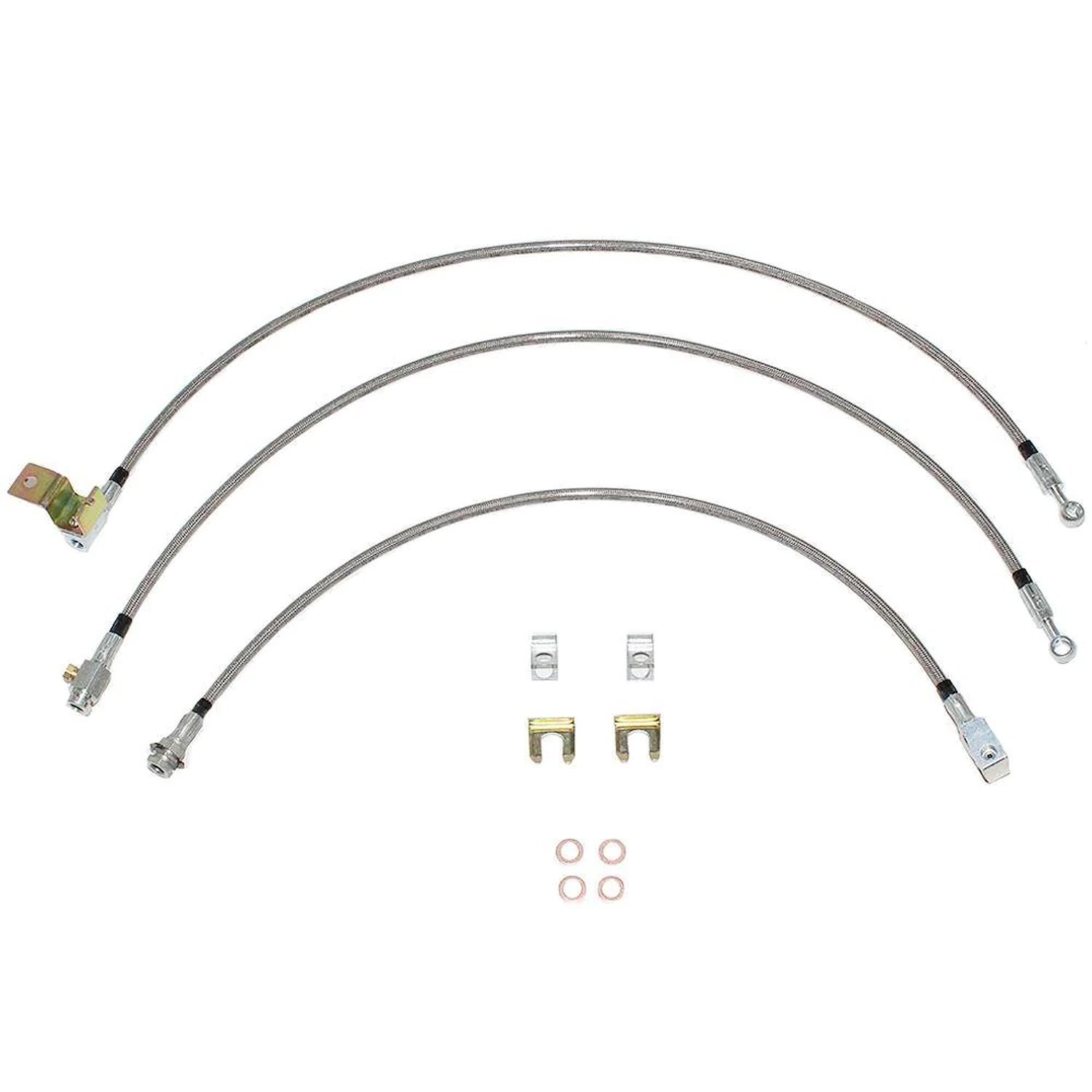 Complete Brake Hose Kit for 1997-2001 Dodge Ram 4wd w/Rear Drum [Braided Stainless]