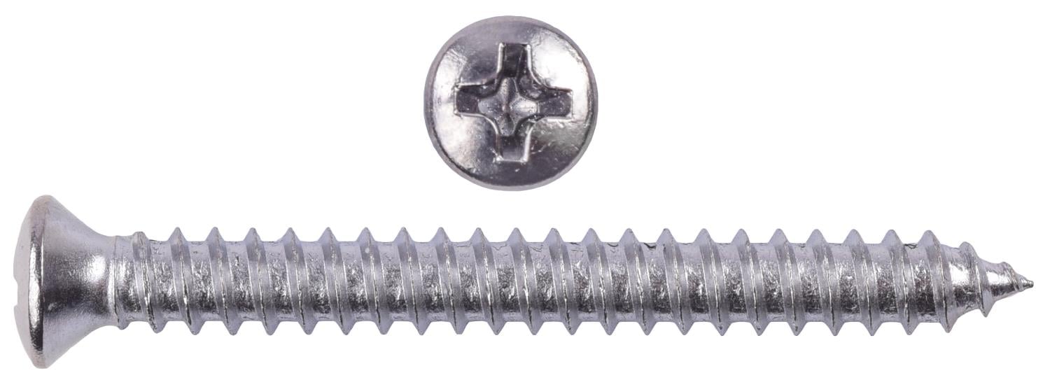 Phillips Oval Head Sheet Metal Screws #8 x 1 1/2 in. OAL with #6 Head [100 Pieces]