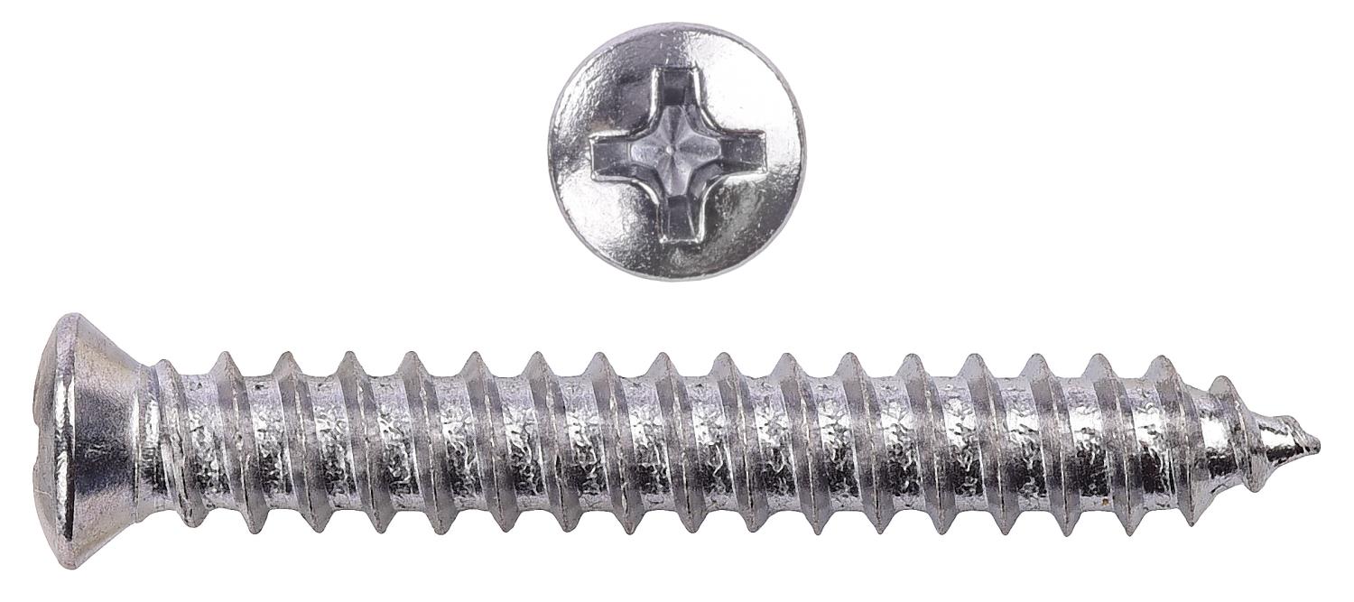 Phillips Oval Head Sheet Metal Screws #10 x 1 1/4 in. OAL with #6 Head [100 Pieces]
