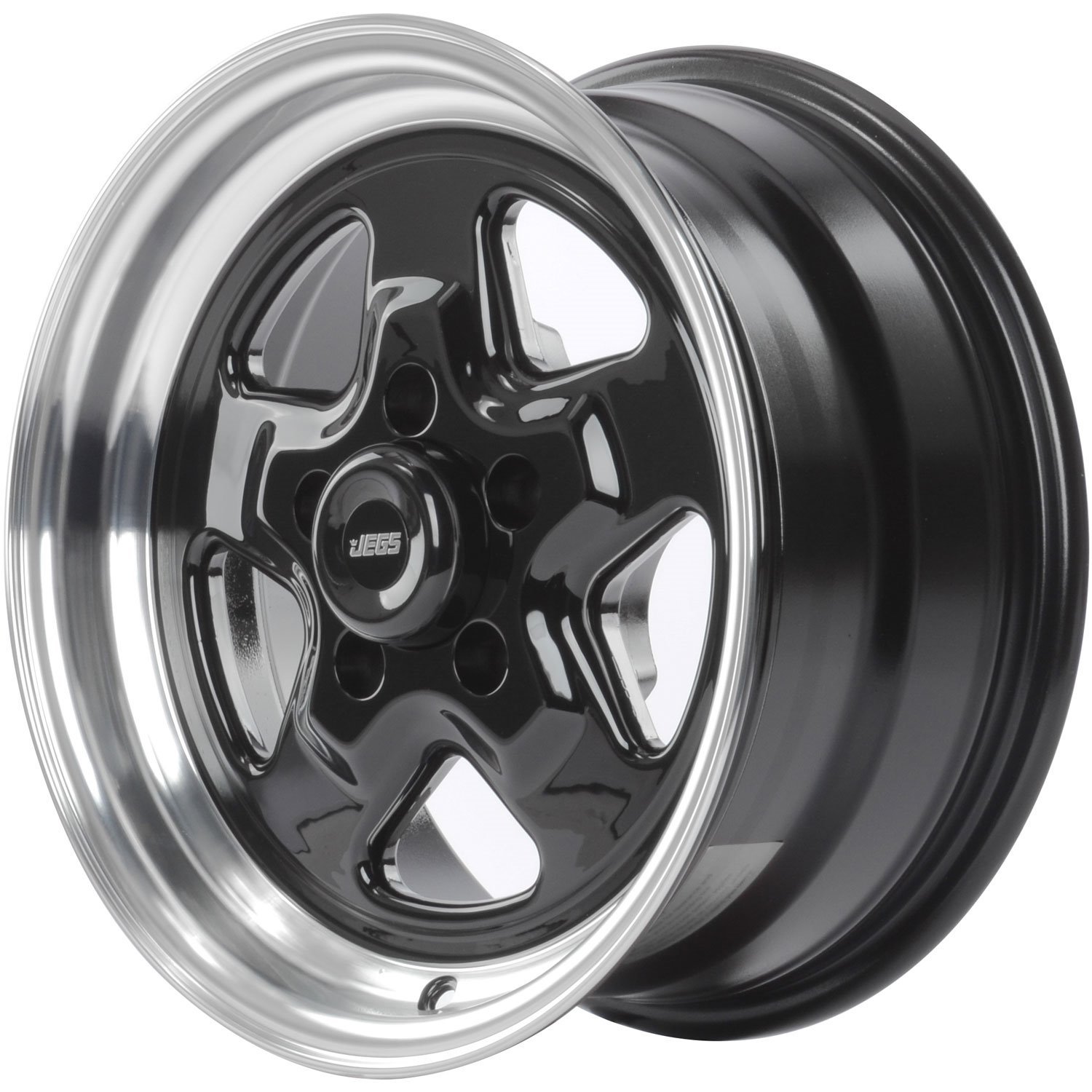 Sport Star 5-Spoke Wheel [Size: 15" x 7"] Polished Lip with Black Spokes