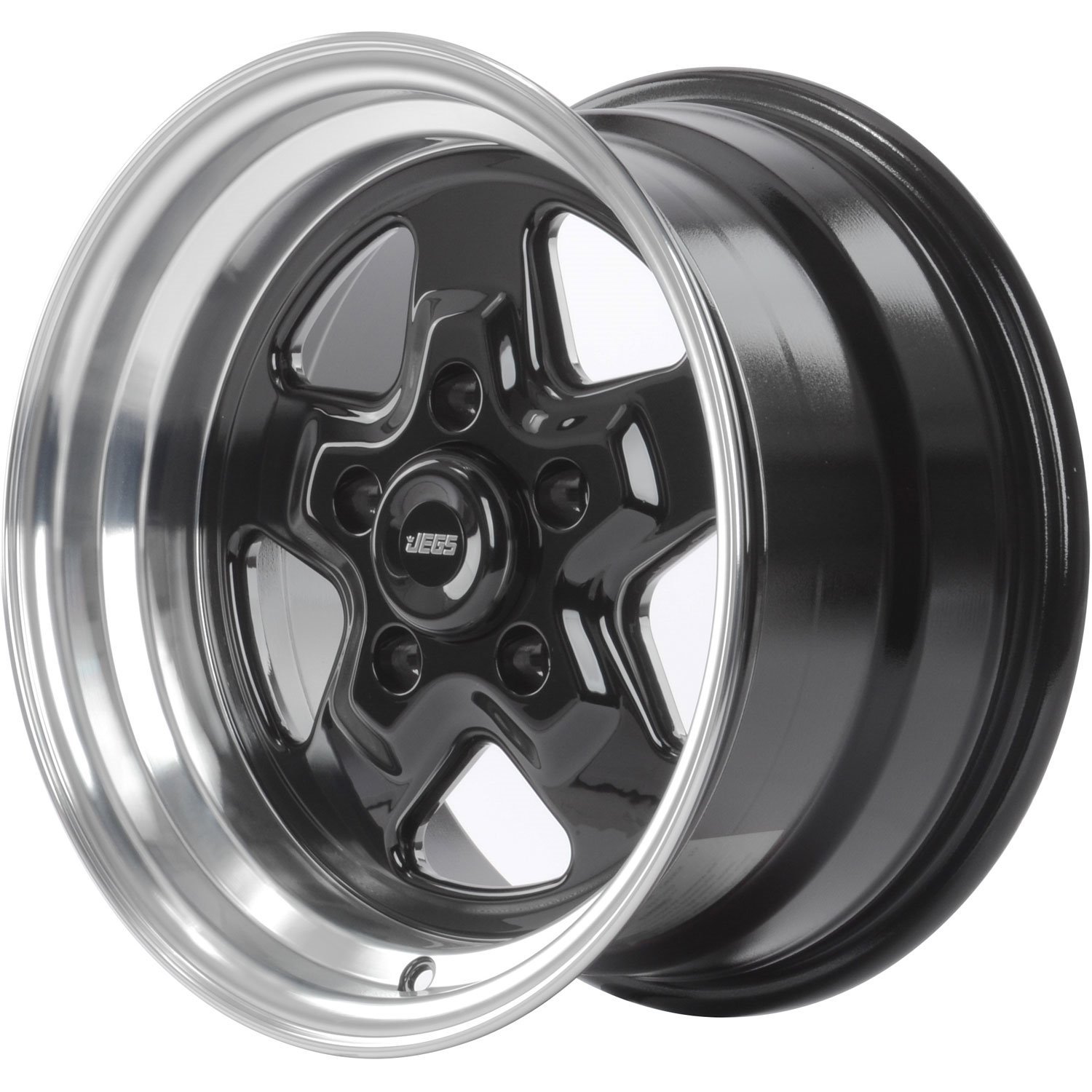 Sport Star 5-Spoke Wheel [Size: 15" x 8"] Polished Lip with Black Spokes