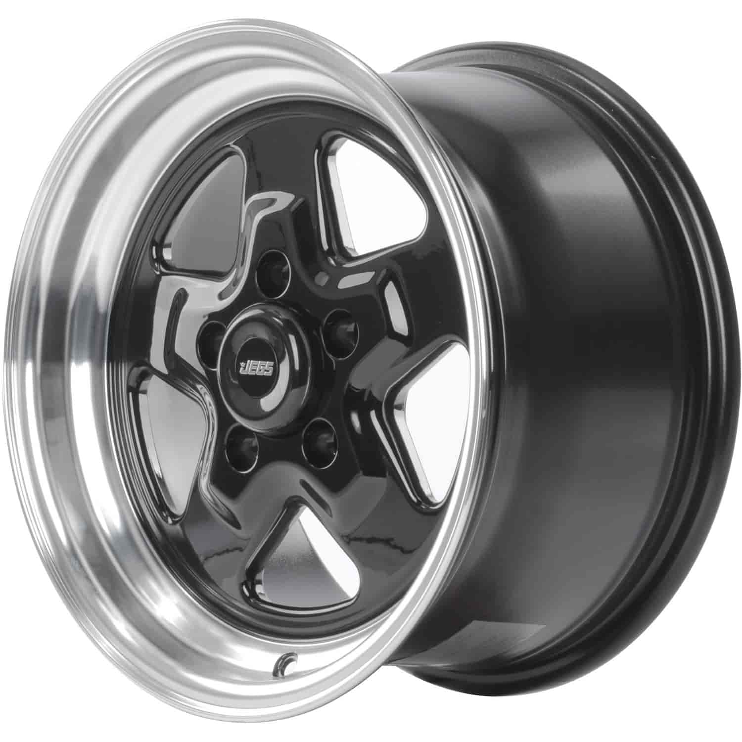 Sport Star 5-Spoke Wheel [Size: 15" x 8"] Polished Lip with Black Spokes