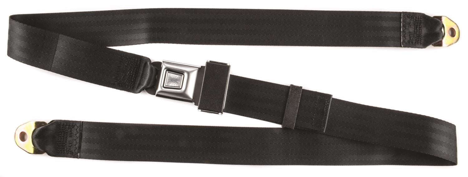 2-Point Non-Retractable Seat Belt, Black with Push-Button Latch [Length: 74 in.]