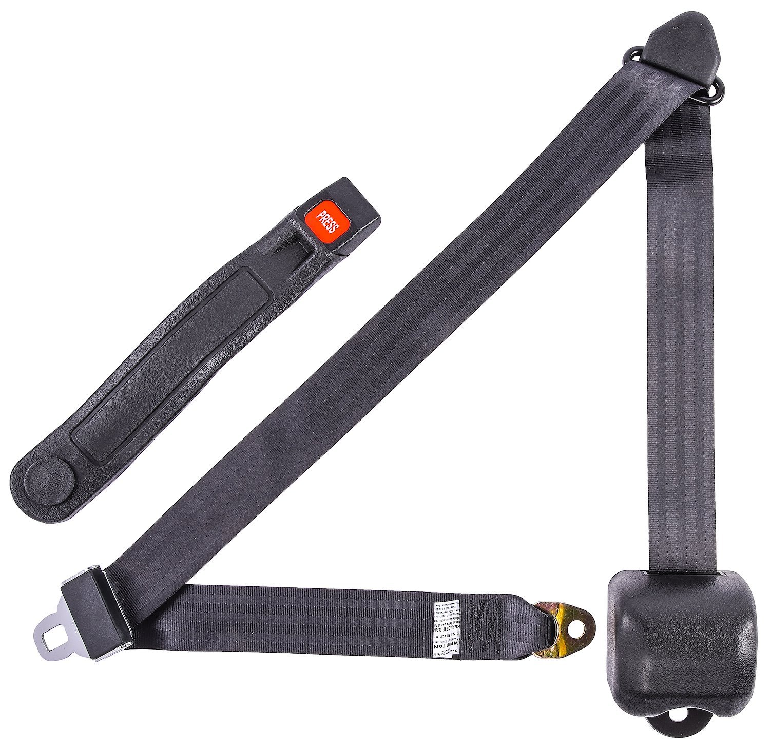 3-Point Retractable Seat Belt, Black with Push-Button Latch