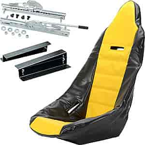 Pro High Back Race Seat Kit [Seat, Yellow/Black Cover, Seat Mount and Sliders]