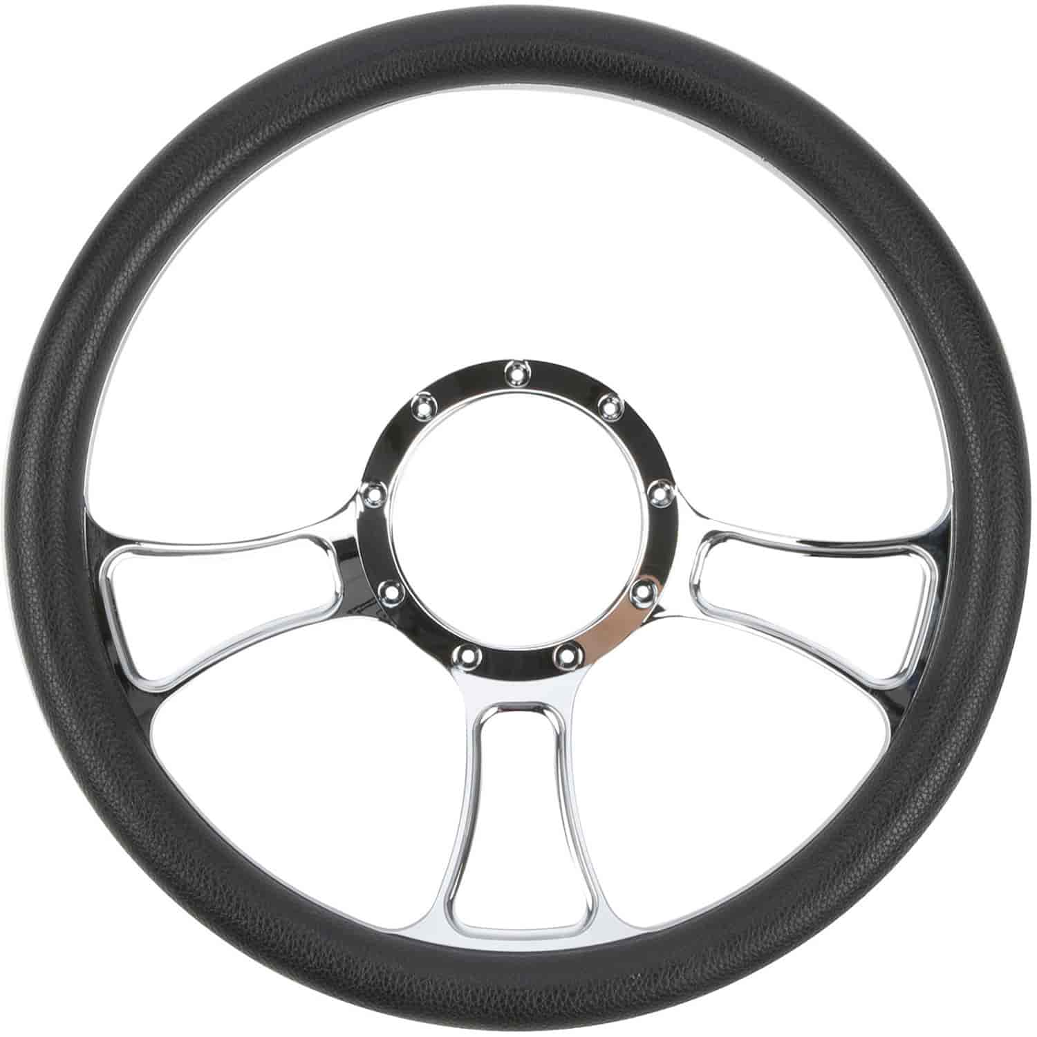 Chrome-Plated Billet Aluminum 14 in. Steering Wheel [Gothic Spoke Design]