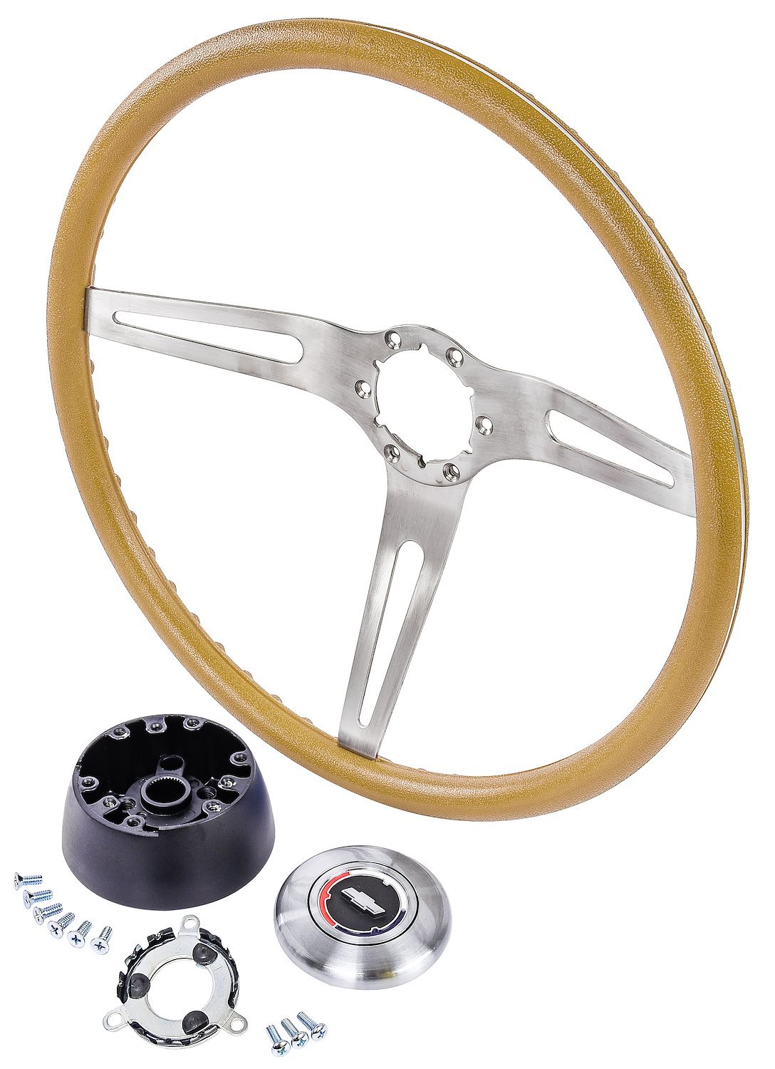 3-Spoke Comfort Grip Steering Wheel Kit Fits Select 1967-1969 Chevrolet Cars & 1960-1975 Chevrolet & GMC Trucks [Saddle Grip]