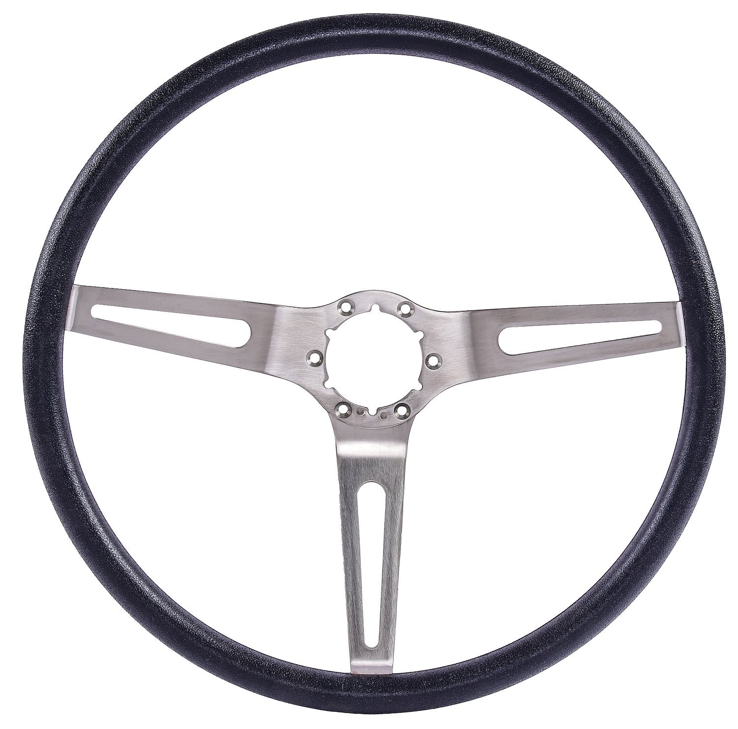 3-Spoke Comfort Grip Steering Wheel Fits Select 1969-1972 GM Cars & 1960-1975 Chevrolet & GMC Trucks [Brushed Spokes/Black Grip]