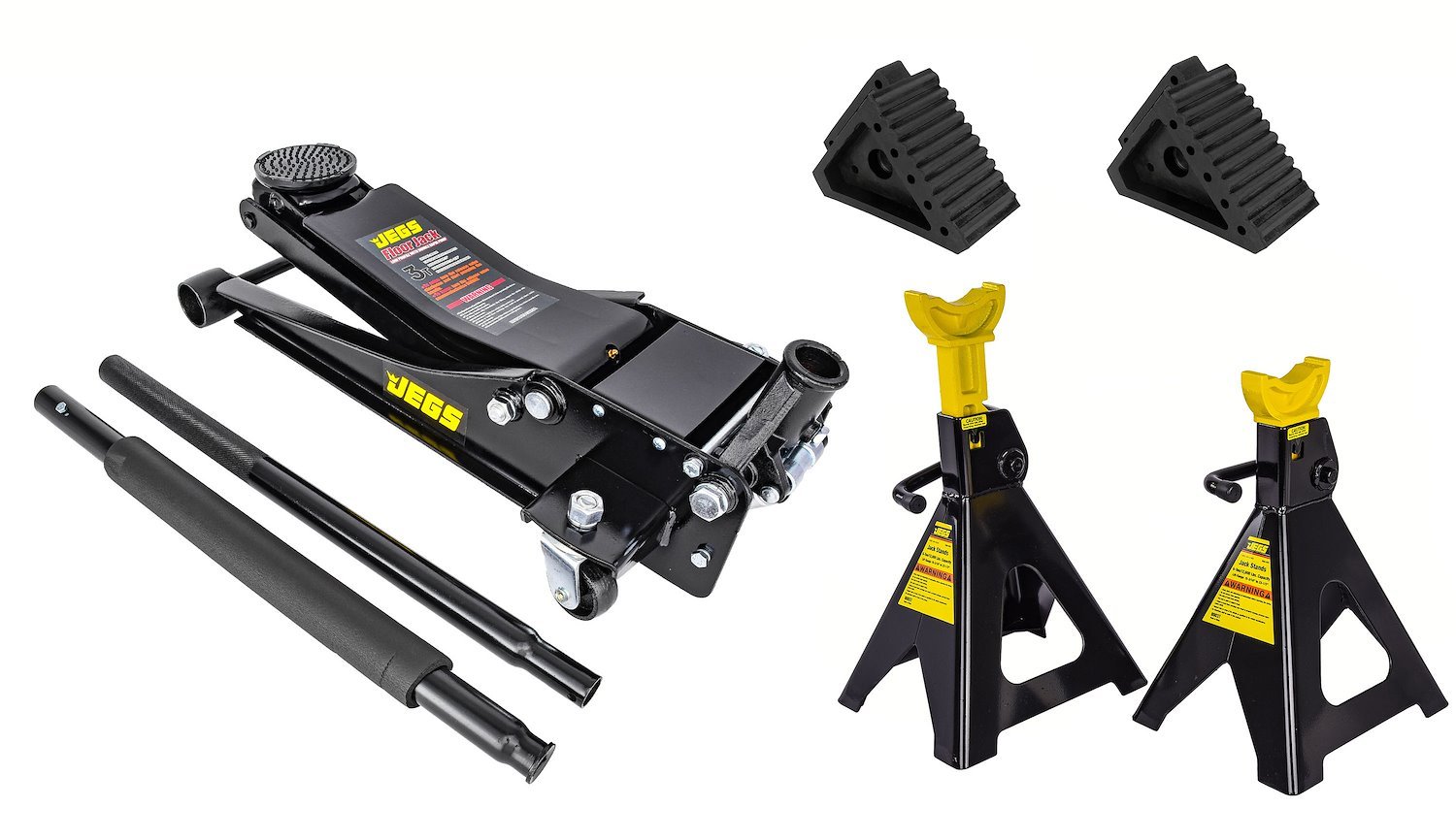 3-Ton Low-Profile Professional Floor Jack Kit with 6-Ton Capacity Jack Stands and Wheel Chocks