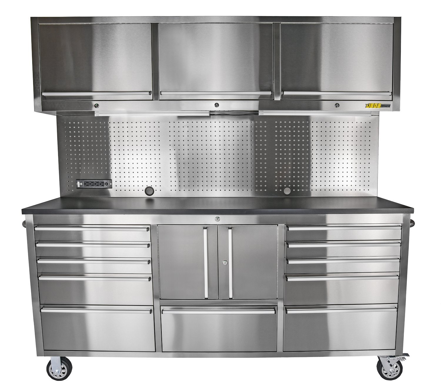 Rolling Tool Cabinet - 11 Drawer Rolling Cabinet Tool Box with Upper Storage [Stainless Steel ]- JEGS