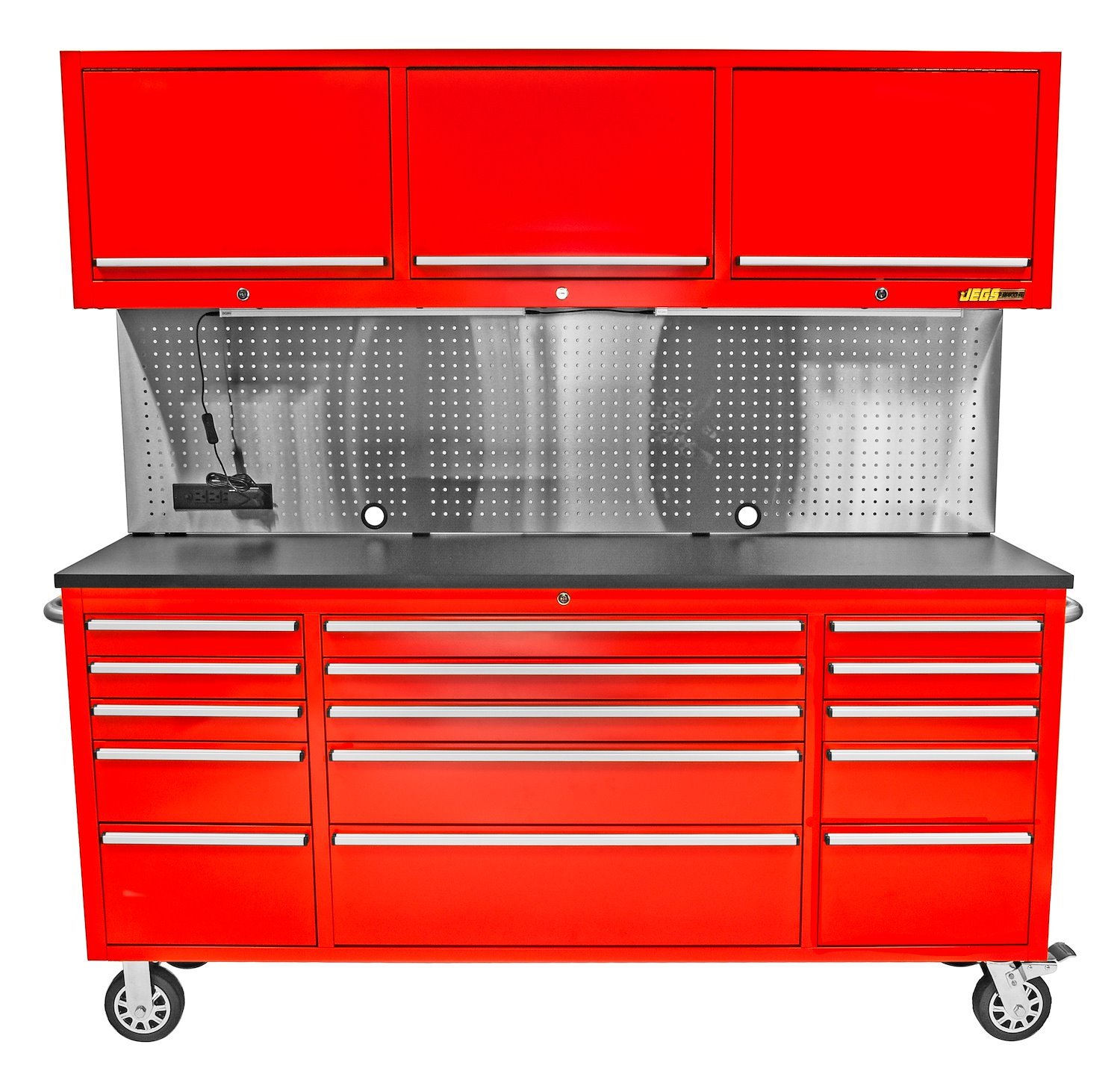 72 in. 15-Drawer Rolling Tool Cabinet with Upper Storage [Red]