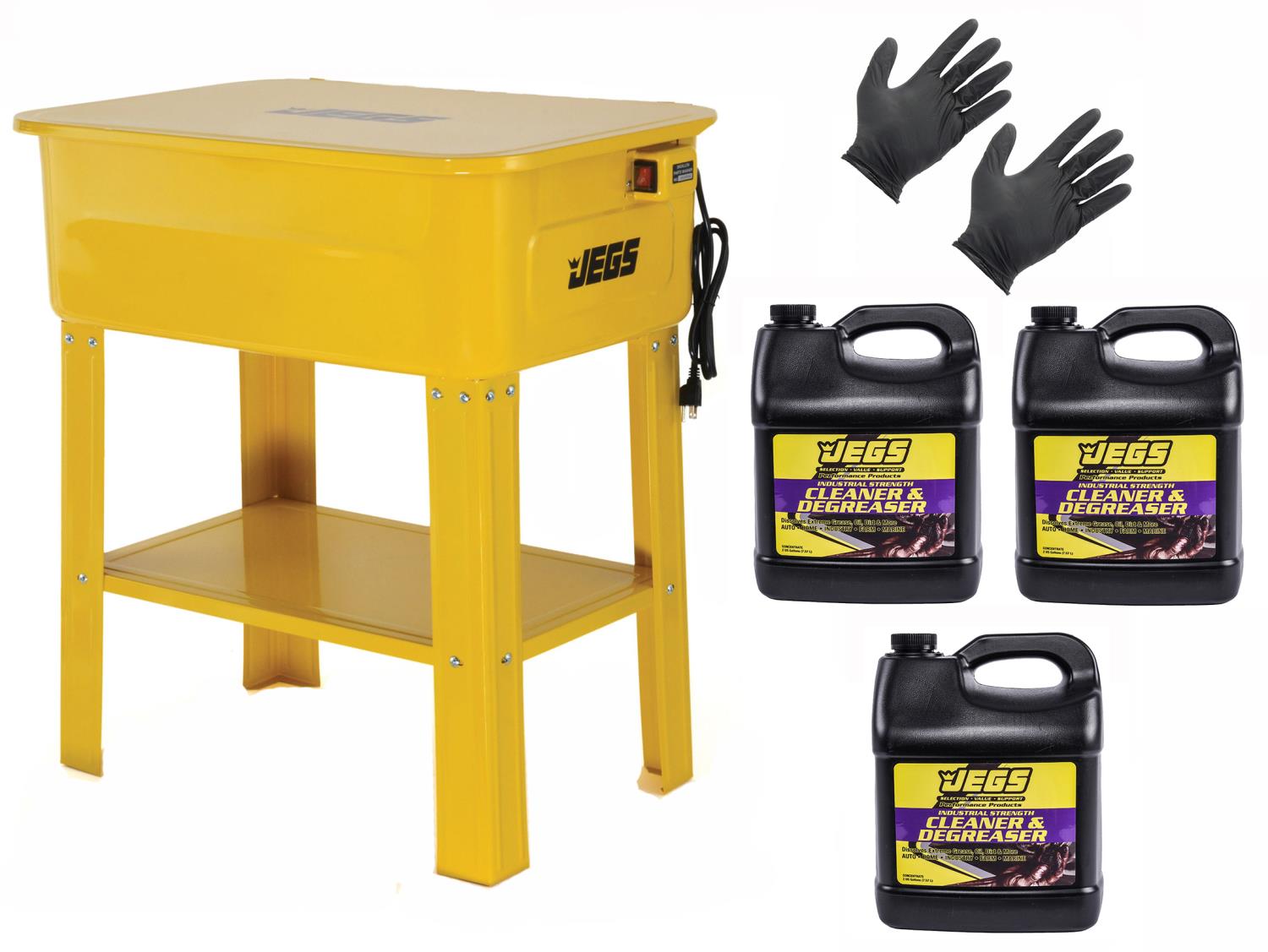 Parts Washer Kit with 3 Two Gallon Bottles of Cleaner/Degreaser & X-Large Gloves [20-Gallon Tank]