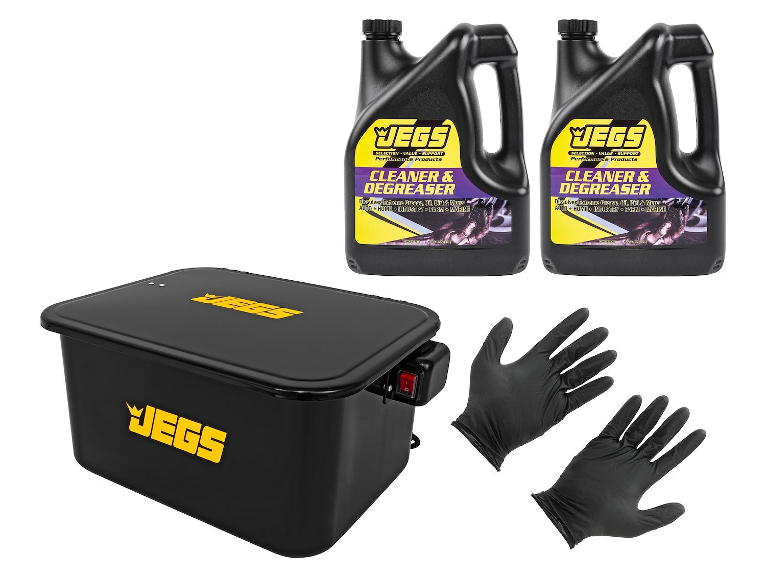 Portable Parts Washer Kit with 2 One Gallon Bottles of Cleaner/Degreaser & Large Gloves [5-Gallon Tank]