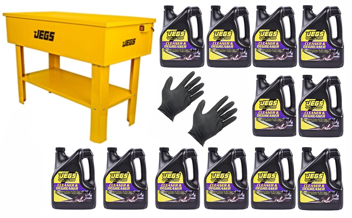 Parts Washer Kit with 12 One Gallon Bottles of Cleaner/Degreaser & Large Gloves [40-Gallon Tank]