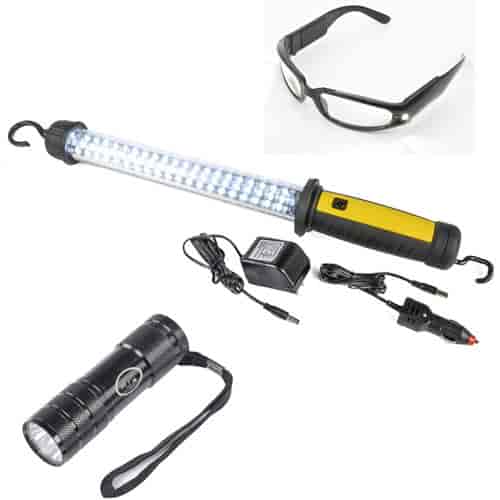60 LED Work Light, Flashlight and Safety Glasses Kit