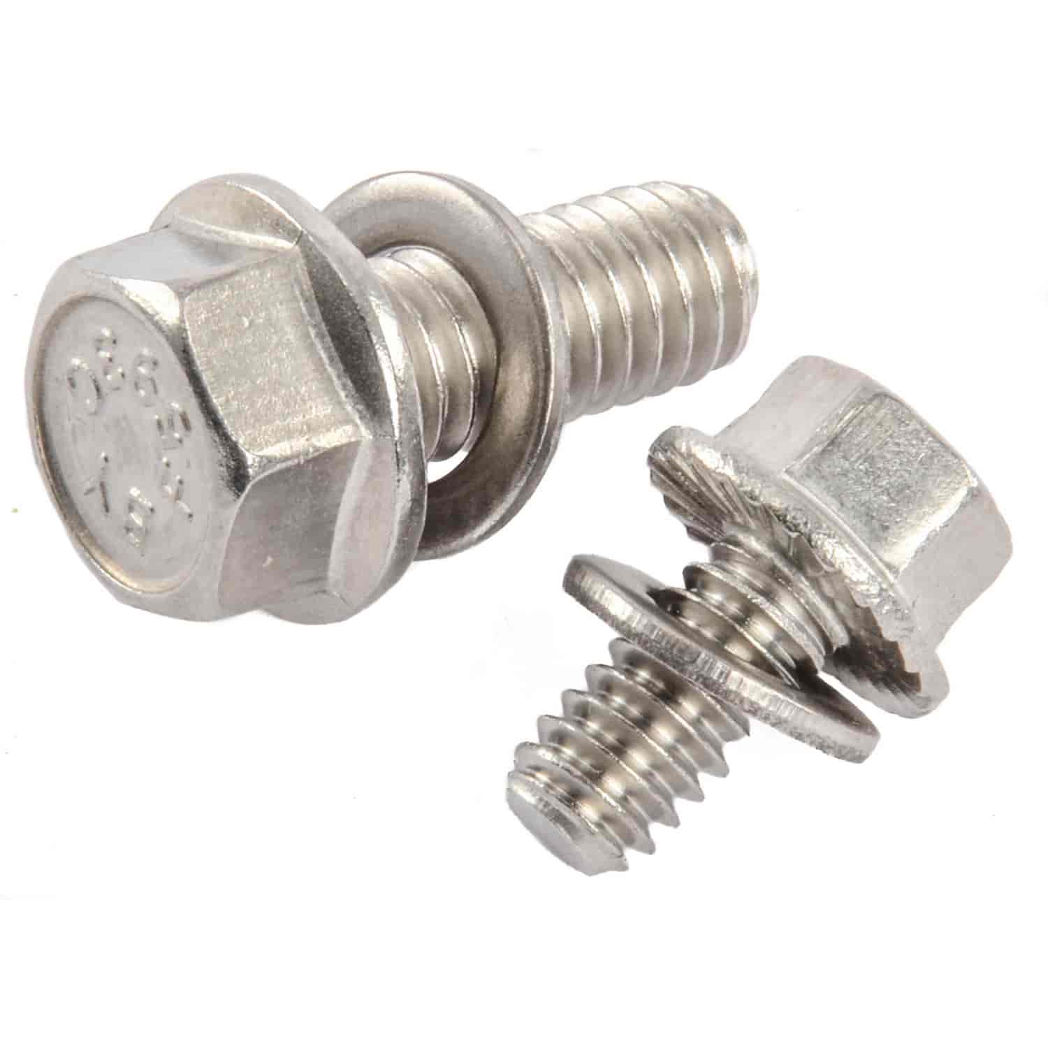 Hex Head Serrated Flange Stainless Steel Oil Pan Bolts Small Block Chevy V8 & 90° V6