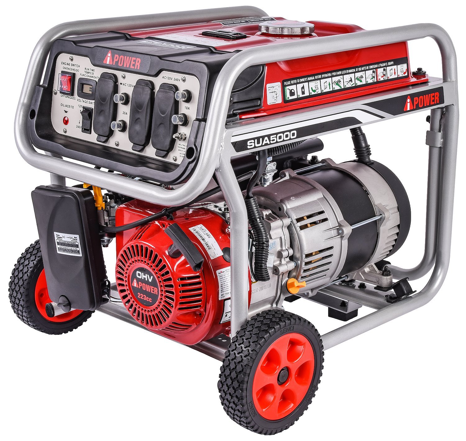 Portable Generator with Recoil Pull Start, Quiet 68db Operation [5000 Starting Watts, 7.5 Horsepower]