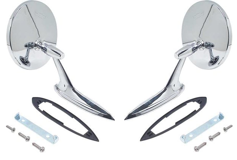 Side View Mirror Set w/ Bowtie Logos Fits Select 1963-1965 Chevrolet Cars [Left and Right Side]