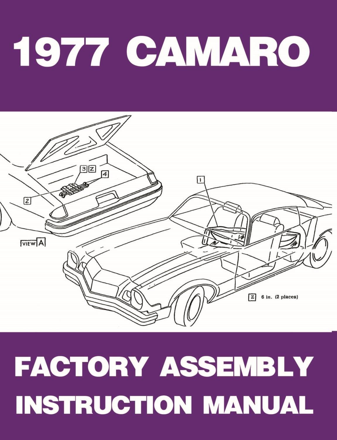 Factory Assembly Instruction Manual for 1977 Chevrolet Camaro