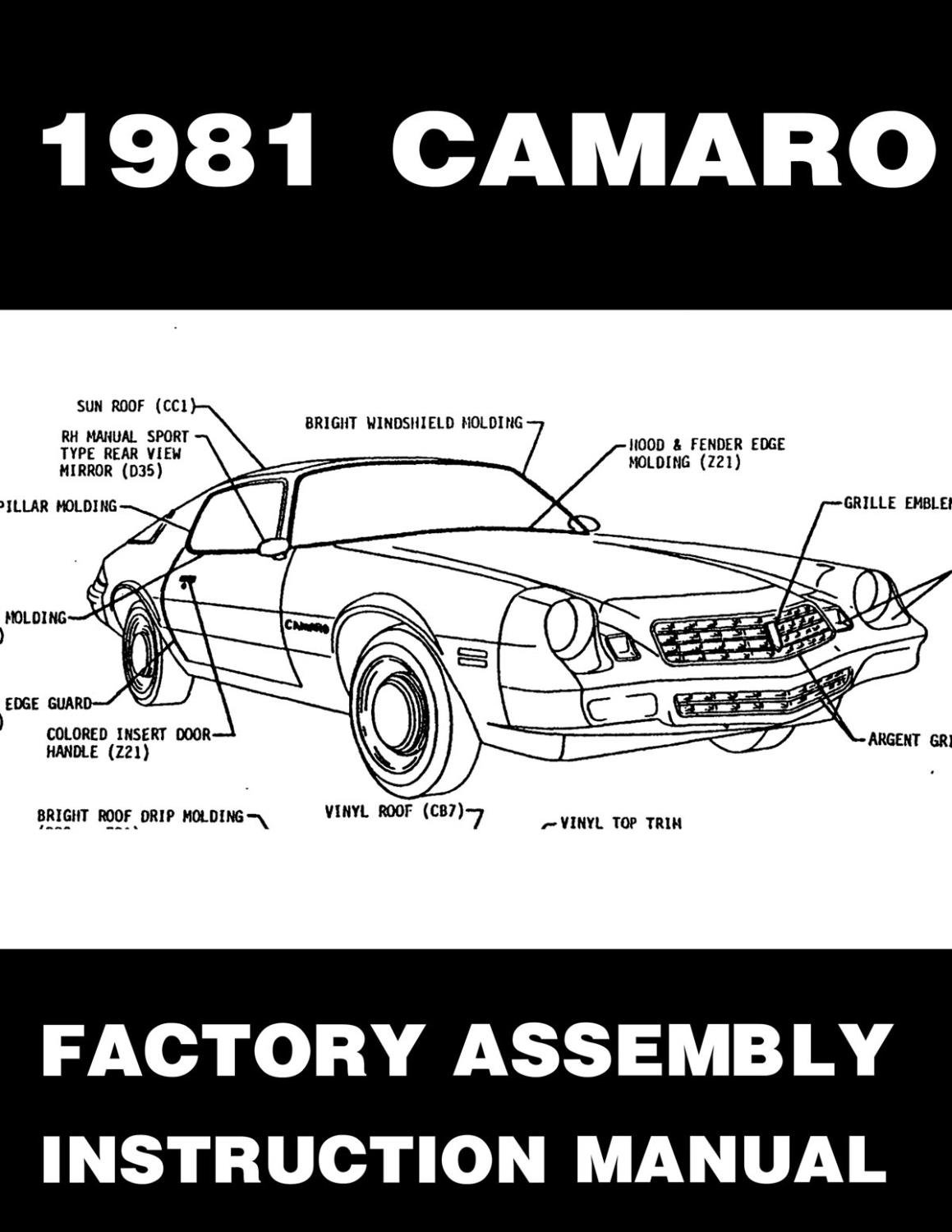 Factory Assembly Instruction Manual for 1981 Chevrolet Camaro