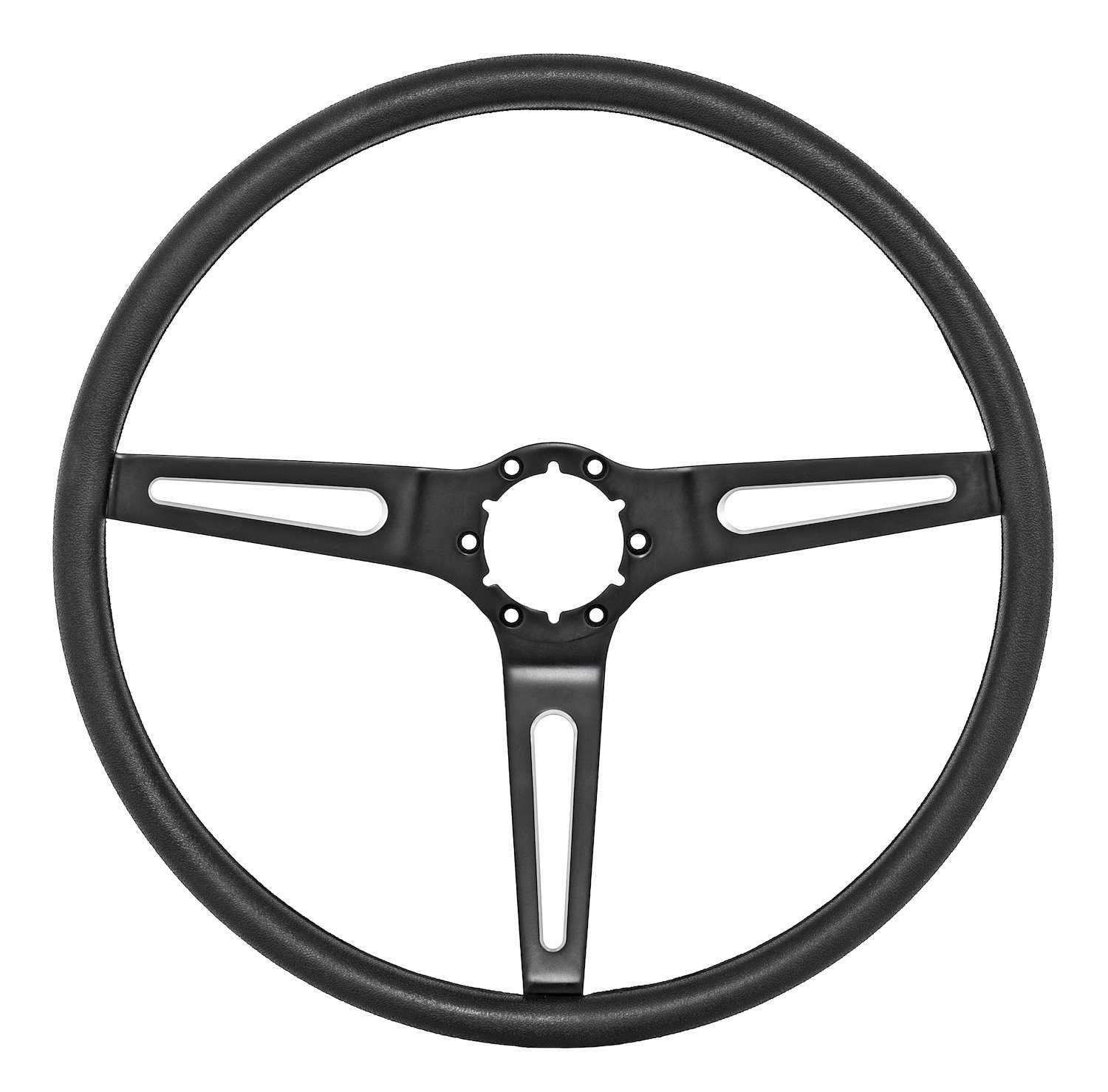 3-Spoke Comfort Grip Steering Wheel w/Stainless Steel Outer Ring for 1969-1972 GM Cars & 1960-1975 GM Trucks [Black Spokes]