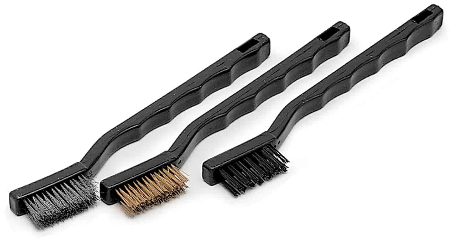 3-Piece Wire Brush Set [Stainless Steel, Brass, and Nylon Bristles with Plastic Handle]